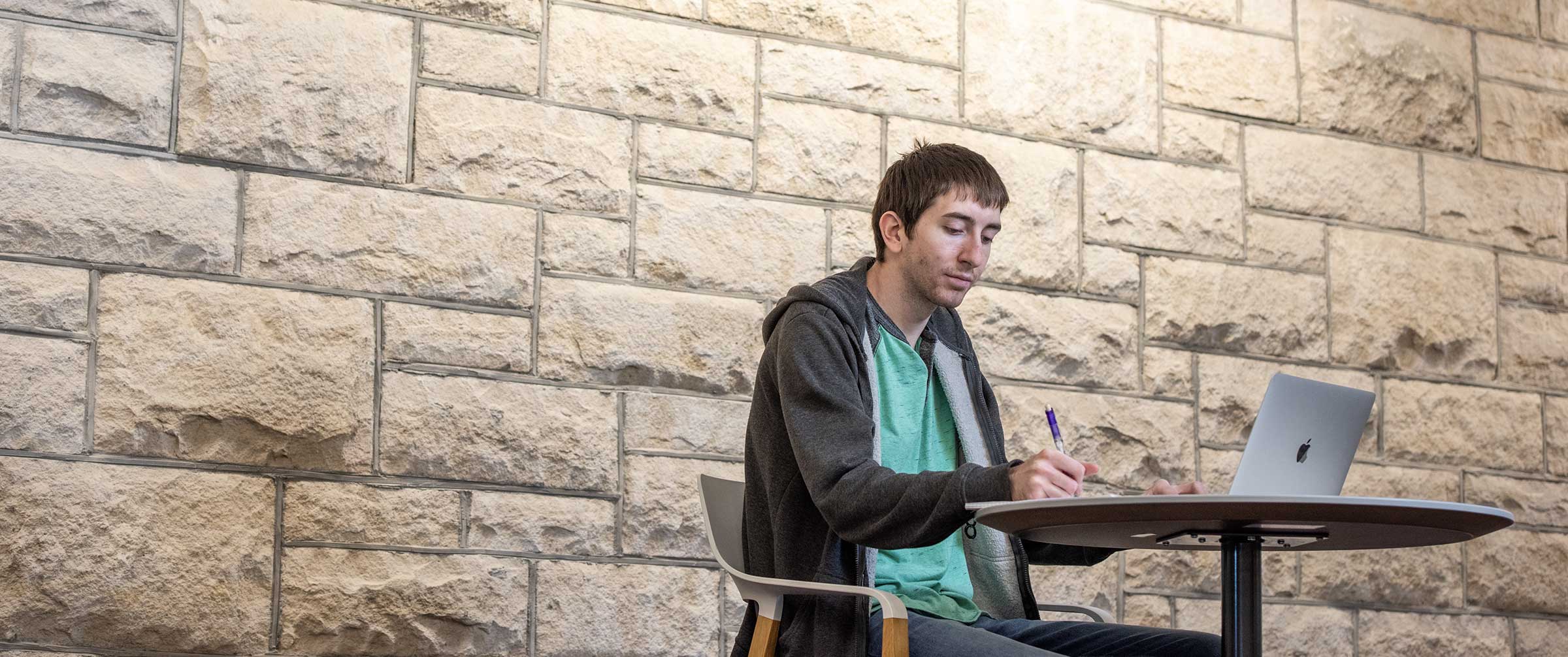 Student studying in quiet space